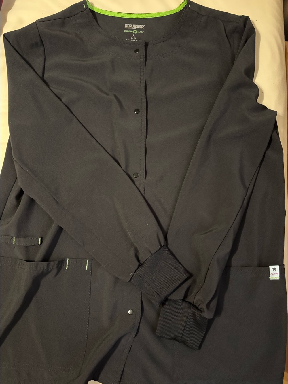 Scrubstar Black Medical Jacket with Green Trim